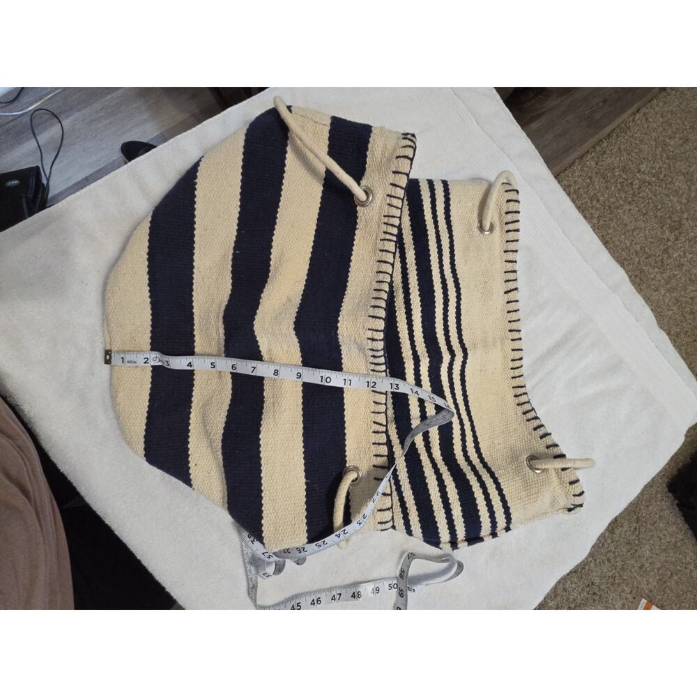 Vtg Tote Bag Storage Bins Beach Bags Toy Basket Blue And White 2 Included